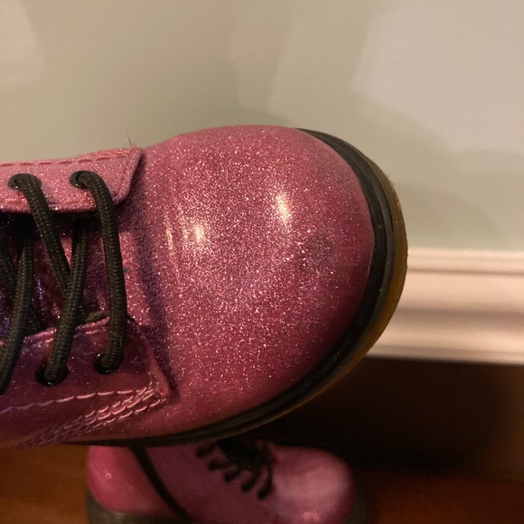 Pink Glitter Lace Up Doc Martens Toddler Boots Size 8 Great Condition - Picture 3 of 9